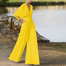 Daisy – Løs kortærmet jumpsuit med V-hals