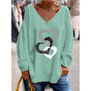 Mirella trendy oversized sweater med V-hals, hjerteprint og