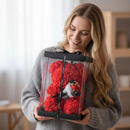 Mors Dags Gave - Bamse med en buket roser