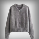 Rosa - Dame cardigan med lynlås og rund hals Vintage-stil