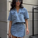 Dame todelt outfitsæt med V-hals top