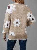 Clara - Blomstret sweater med V-hals og lange ærmer