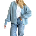 Sorella - Dame oversized cardigan med knapper og lange ærmer