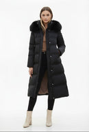 Maya – Lang Vinterfrakke med Kunstpelskrave og Elegant Pasform