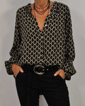 Sophie - V-hals geometrisk bluse