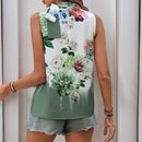 Pamela – Ærmeløs halterneck top med blomsterprint & slim-fit
