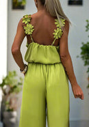 Serena – Jumpsuit uden ærmer med brede ben med åben ryg og justerbare stropper