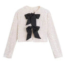 Anaya elegant cropped top med lange ærmer og sløjfedetaljer
