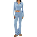 Selene – Cropped hættelynlåstop + slim fit bukser sæt