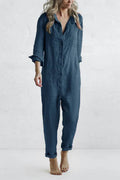 Audrey Casual Langærmet Button Up Jumpsuit