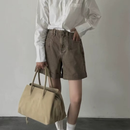 Dame Shoulder Bag med Lynlåslommer og Håndtag