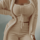 Luisa - 3-delt fleece loungewear sæt med lang cardigan