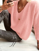 Uma - Dyb V-hals sweater med lange ærmer