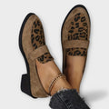 Mara - Klassiske slip-on loafers med leopardaccent
