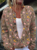 Hannah - Blød blomstret cardigan med knaplukning og