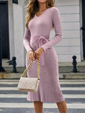Lunara - Elegant Bodycon Midi-kjole med lange ærmer og