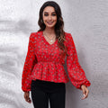 Natasha - Blomsterprintet bluse med V-hals