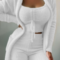 Luisa - 3-delt fleece loungewear sæt med lang cardigan