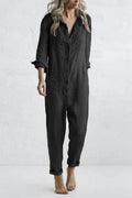 Audrey Casual Langærmet Button Up Jumpsuit