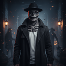 Realistisk Skeletmaske med Hat til Halloween