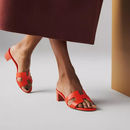Dame Sandaler med Firkantet Hæl og Slip-On Design