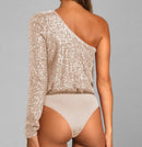 Mia - Dame en-skulder top med pailletter