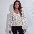 Natasha - Blomsterprintet bluse med V-hals