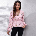 Natasha - Blomsterprintet bluse med V-hals