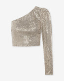 Mia - Dame en-skulder top med pailletter