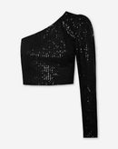 Mia - Dame en-skulder top med pailletter