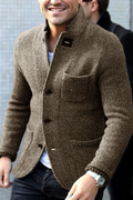 Felix - Slim Fit Retro Cardigan med knapper og opretstående