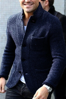 Felix - Slim Fit Retro Cardigan med knapper og opretstående