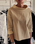 Lena - Elegant Ensfarvet Sweatshirt Med Halvhøj Krave