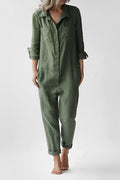 Audrey Casual Langærmet Button Up Jumpsuit