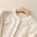 Mila - Blomsterbluse med broderi og blondedetaljer