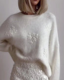 Sophia - Dame langærmet sweater med blomstermønster