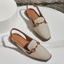 Delora flade slingback-sandaler med dekorativt spænde og