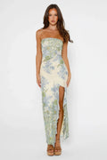 Diana off-shoulder maxikjole med blomsterprint, ærmeløst