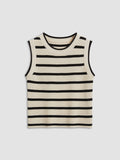 Nessa ærmeløs cropped vest med rund hals og stribet mønster
