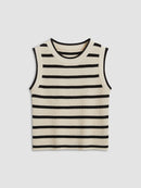 Nessa ærmeløs cropped vest med rund hals og stribet mønster
