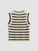 Nessa ærmeløs cropped vest med rund hals og stribet mønster