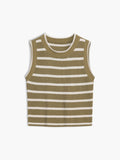 Nessa ærmeløs cropped vest med rund hals og stribet mønster