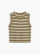 Nessa ærmeløs cropped vest med rund hals og stribet mønster