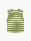 Nessa ærmeløs cropped vest med rund hals og stribet mønster