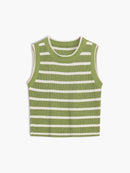 Nessa ærmeløs cropped vest med rund hals og stribet mønster