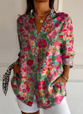 Lillian - Moderne Bluse Med Lange Ærmer & Blomsterprint