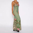 Seraphina - Dame blomsterprintet bodycon maxikjole med