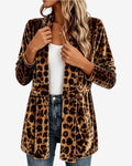 Leoprix - Mellemlang leopardmønstret cardigan