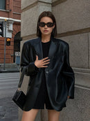 Drape - Dameblazer med oversized pasform og reverskrave