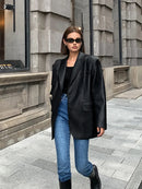 Drape - Dameblazer med oversized pasform og reverskrave